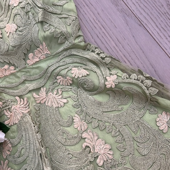 Anthropologie Pankaj Nidhi Dress Embroidery Floral Formal Wedding, green - Picture 14 of 14